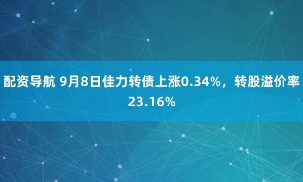 配资导航 9月8日佳力转债上涨0.34%，转股溢价率23.16%